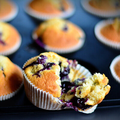 Freshly baked blueberry muffins